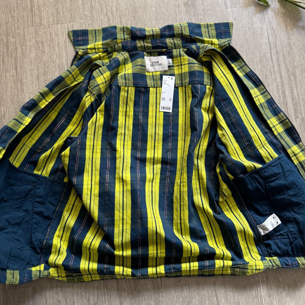 Urban Outfitters Twill Shimmer Shirt Jacket Oversized Mens S Zip Up NWT Flannel - Picture 2 of 8